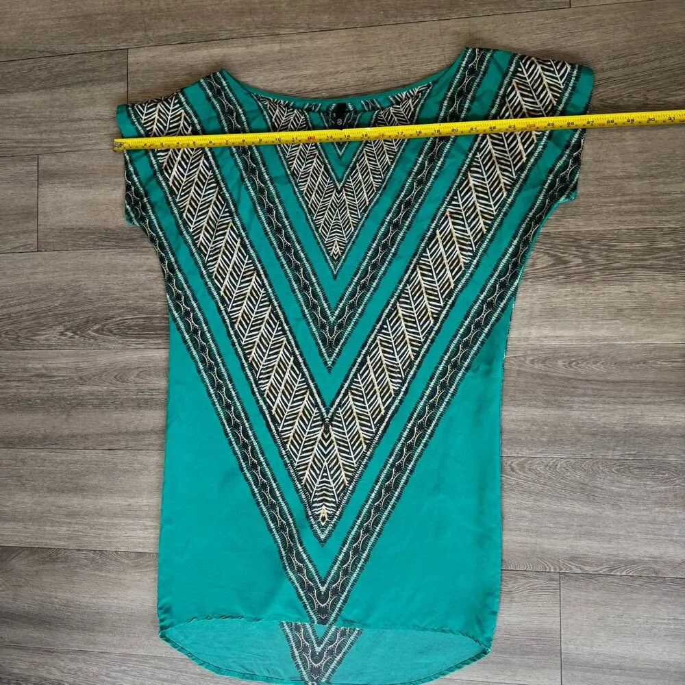 ViX Paula Hermanny 100% Silk Blue Turquoise Coverup Boho Euro Vacation Swim Sz S